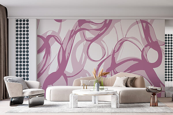 Purple swirls on a white background