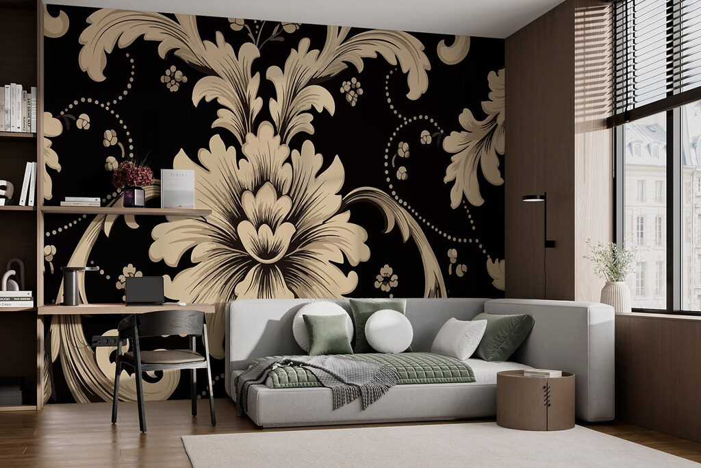 Intricate floral pattern on dark background