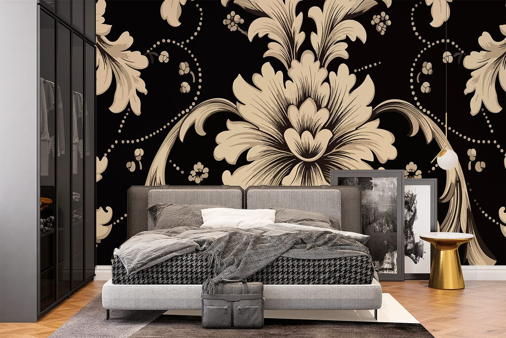 Intricate floral pattern on dark background