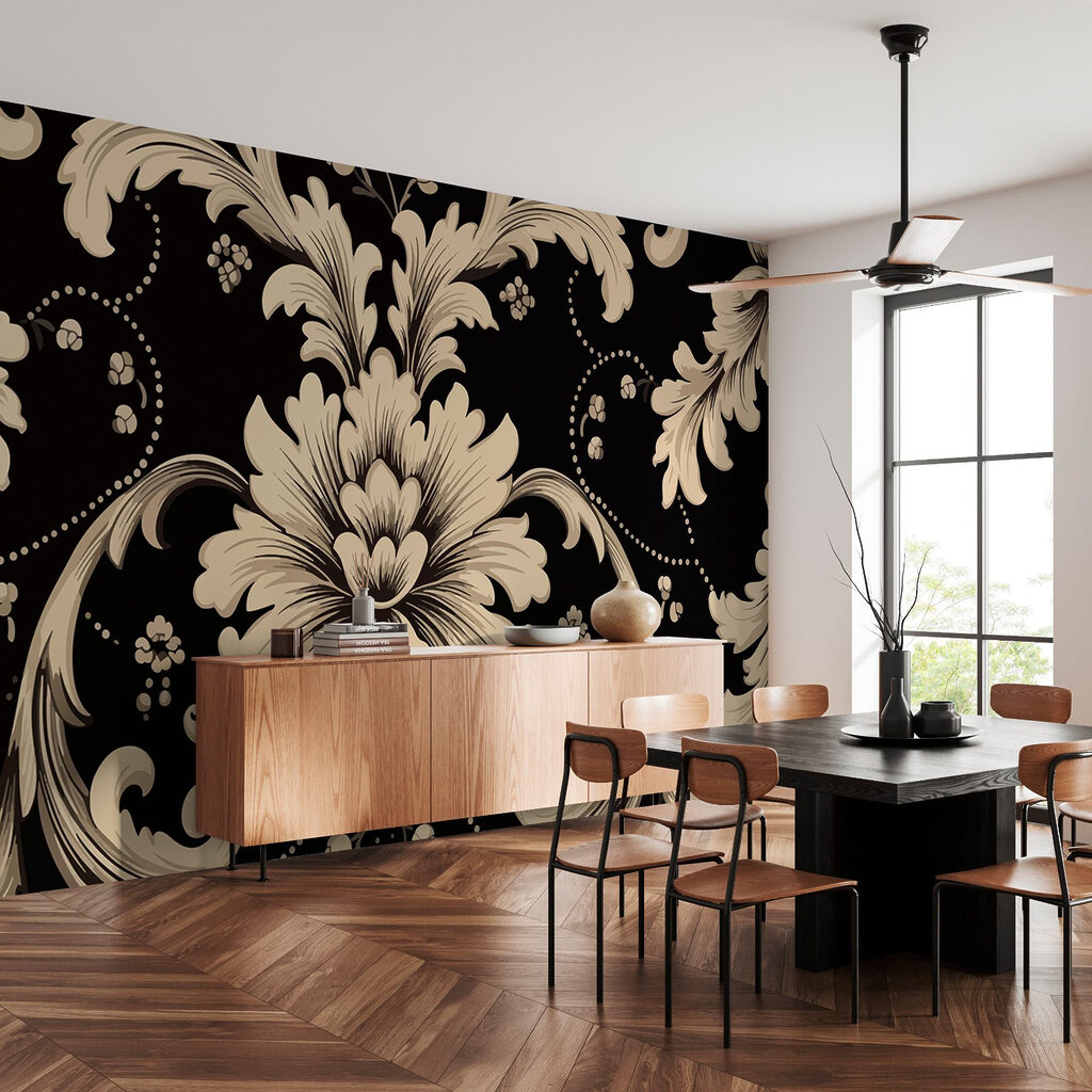 Intricate floral pattern on dark background