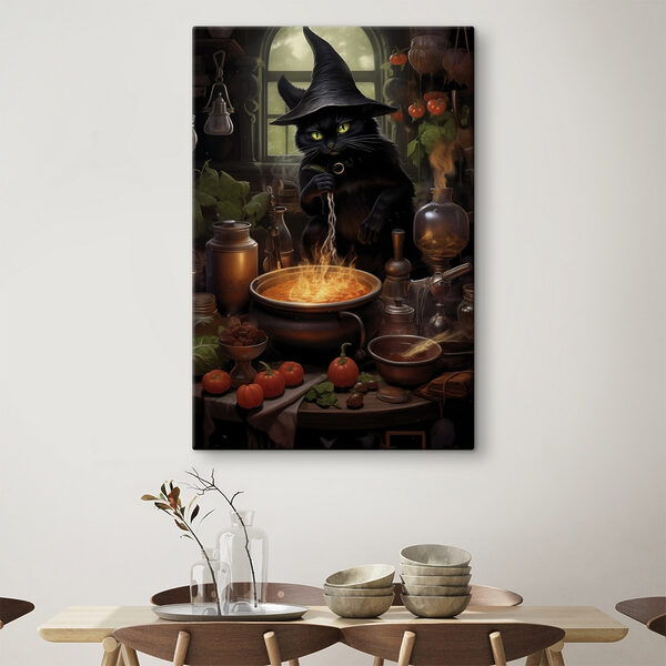 Cat in a person hat cooking a pot of food Cat in a person hat cooking a pot of food