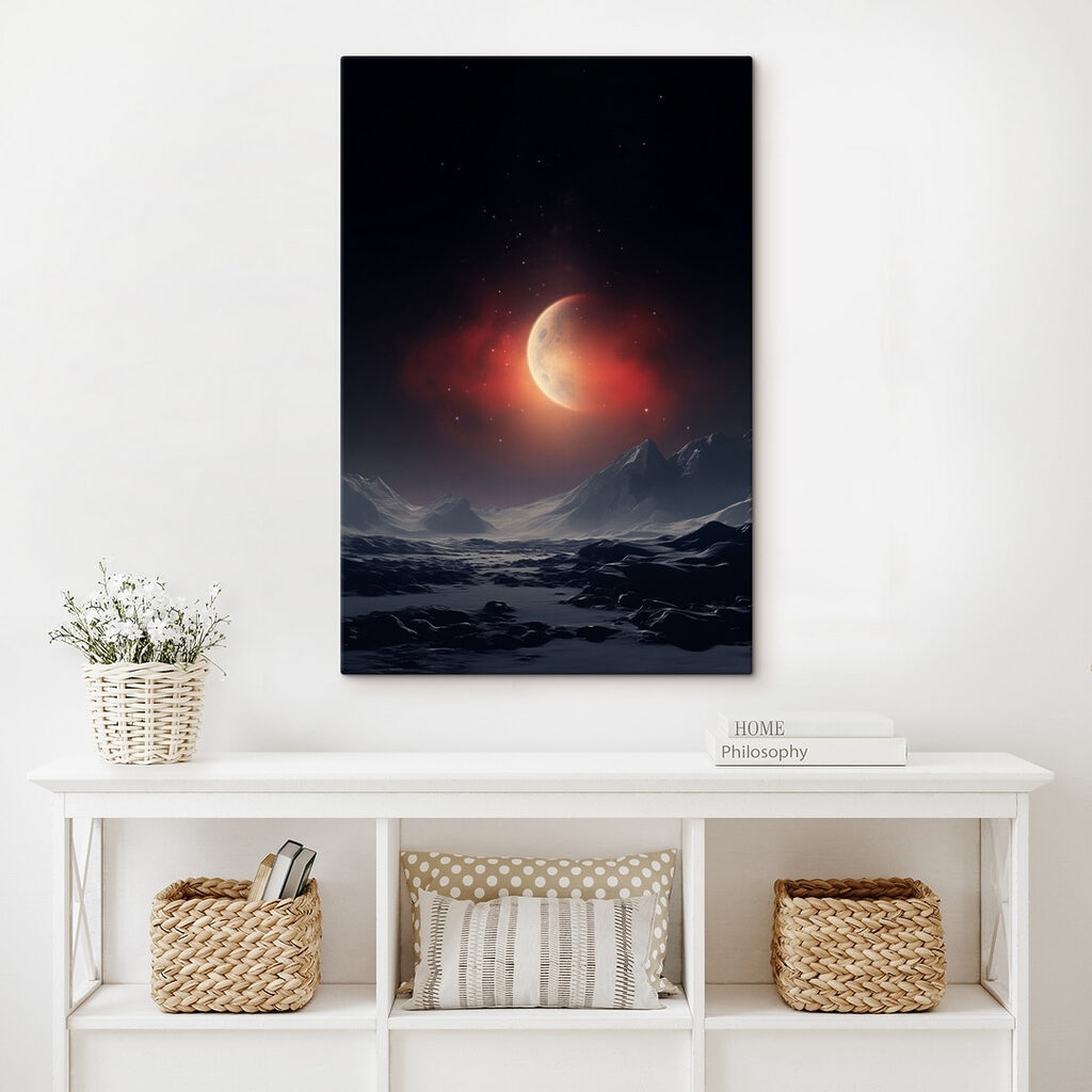 Moon in the sky over mountains