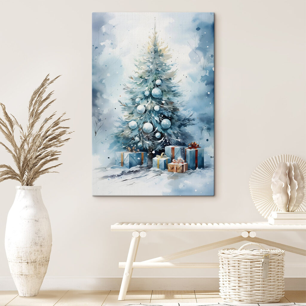 Watercolor of a christmas tree with presents Watercolor of a christmas tree with presents