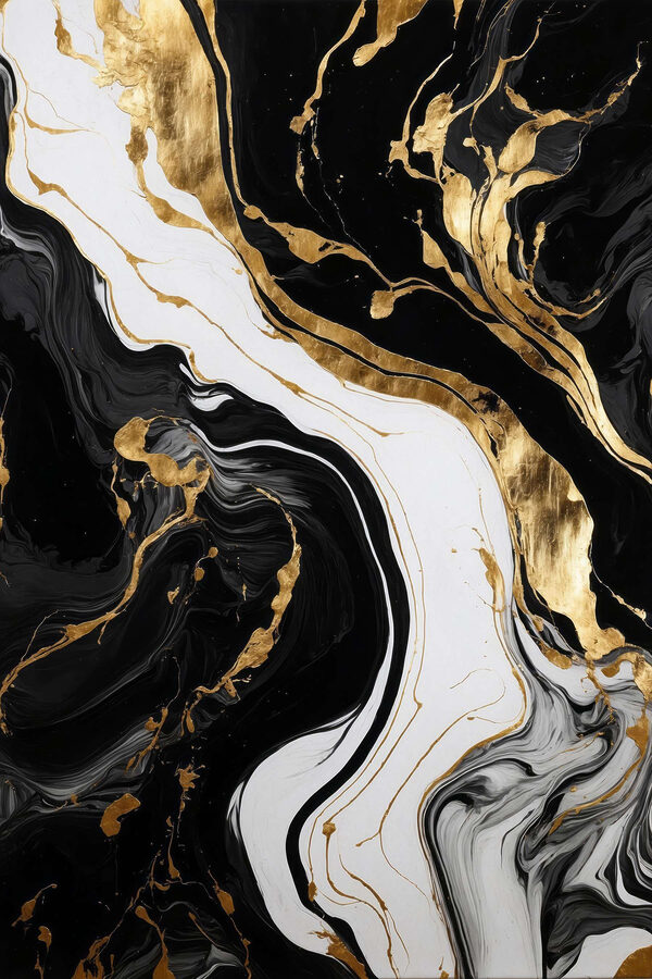 Abstract swirls of black and white