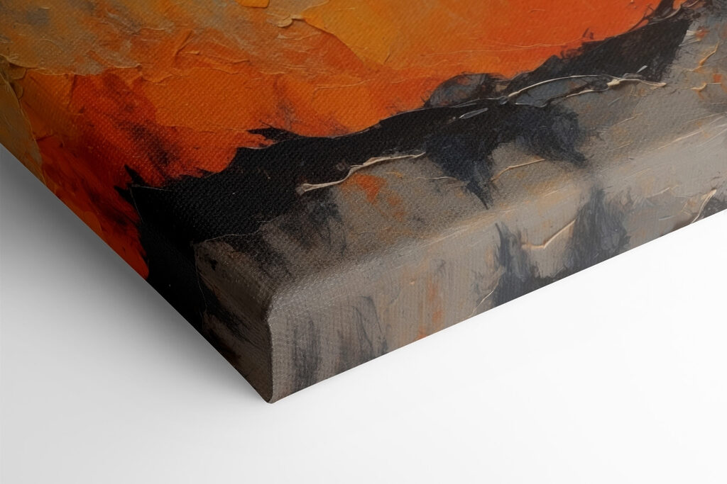 Painting of a moon and fire