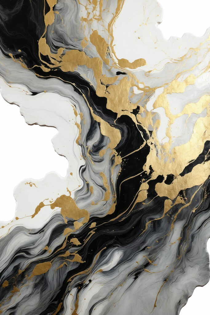 Flowing black and white patterns unite