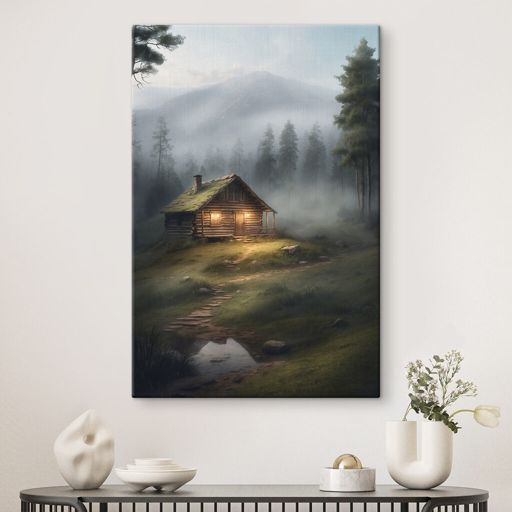 Log cabin in the woods