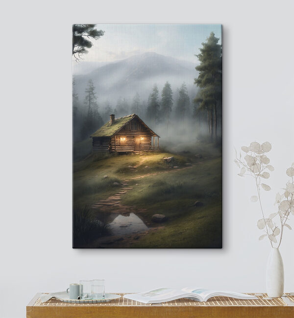 Log cabin in the woods