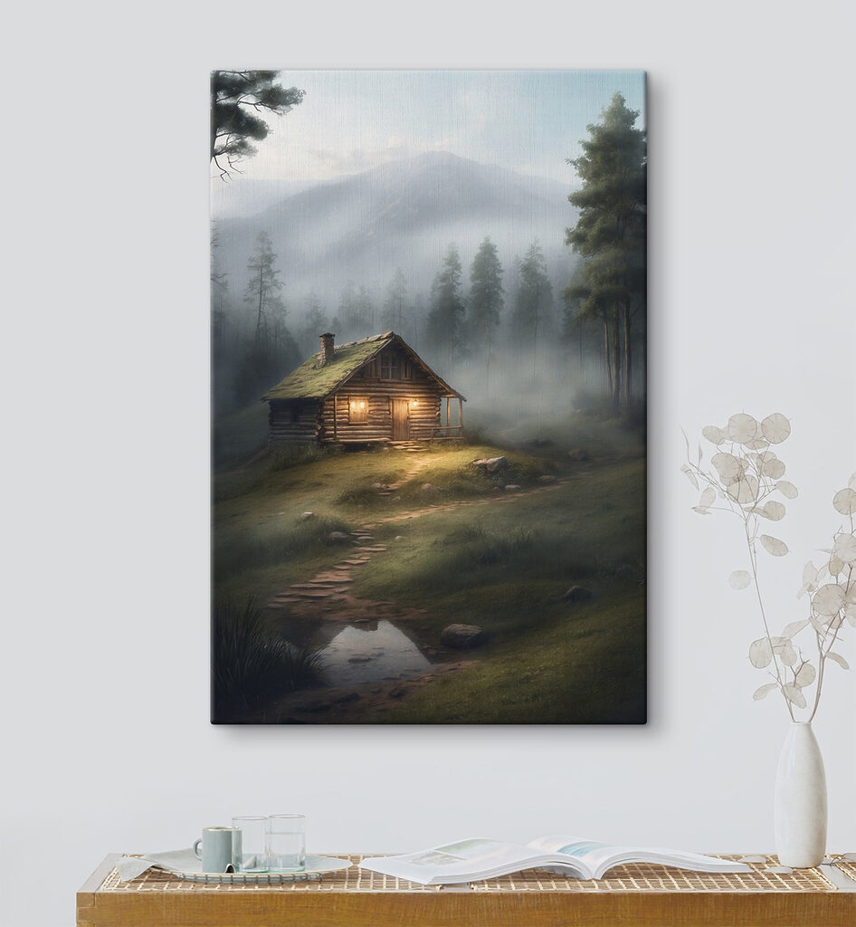 Log cabin in the woods