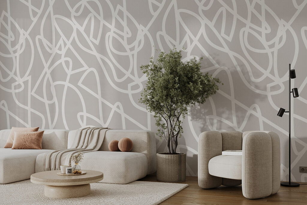 White lines on a gray background