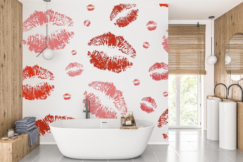 Group of red lipstick prints Group of red lipstick prints