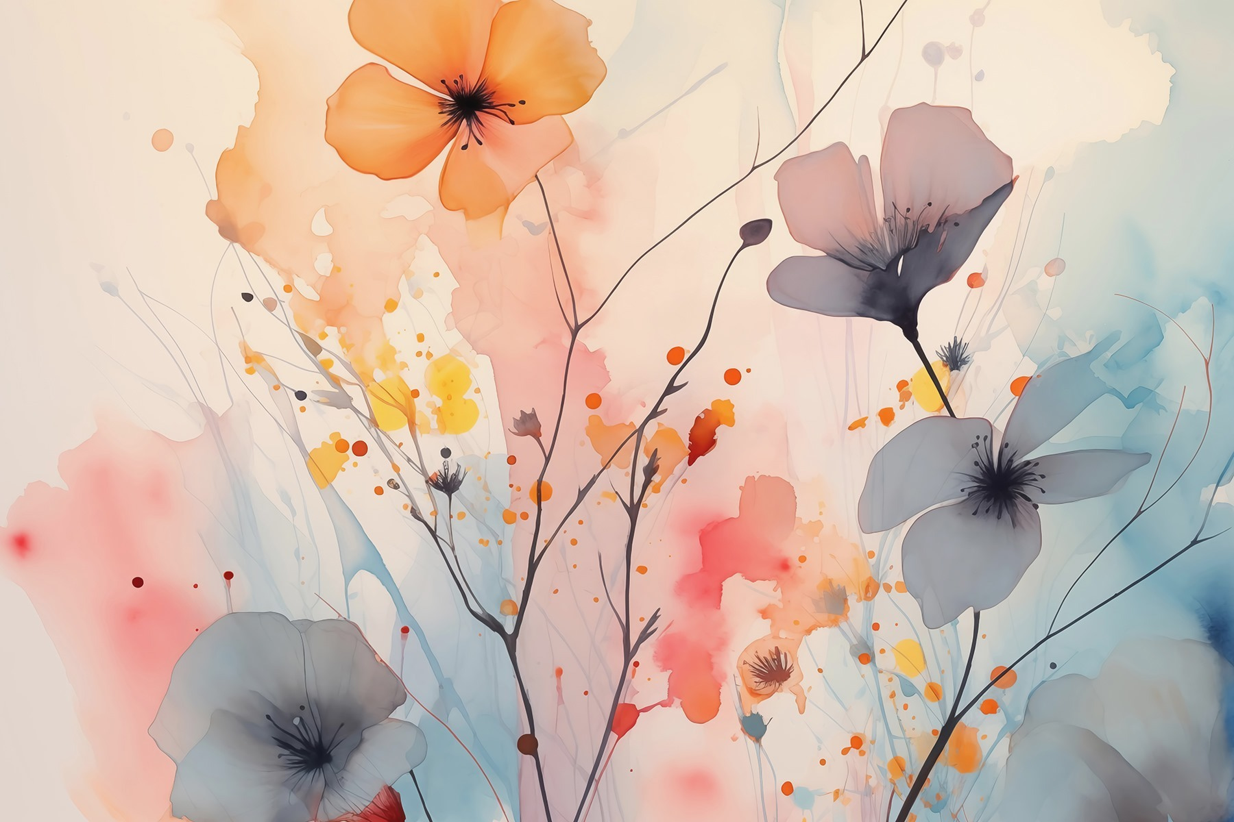 Painting of flowers on a white background