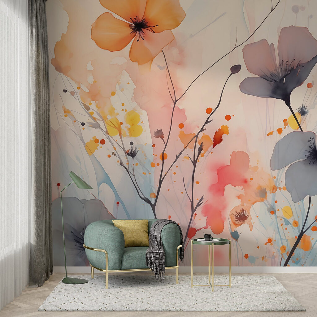 Painting of flowers on a white background