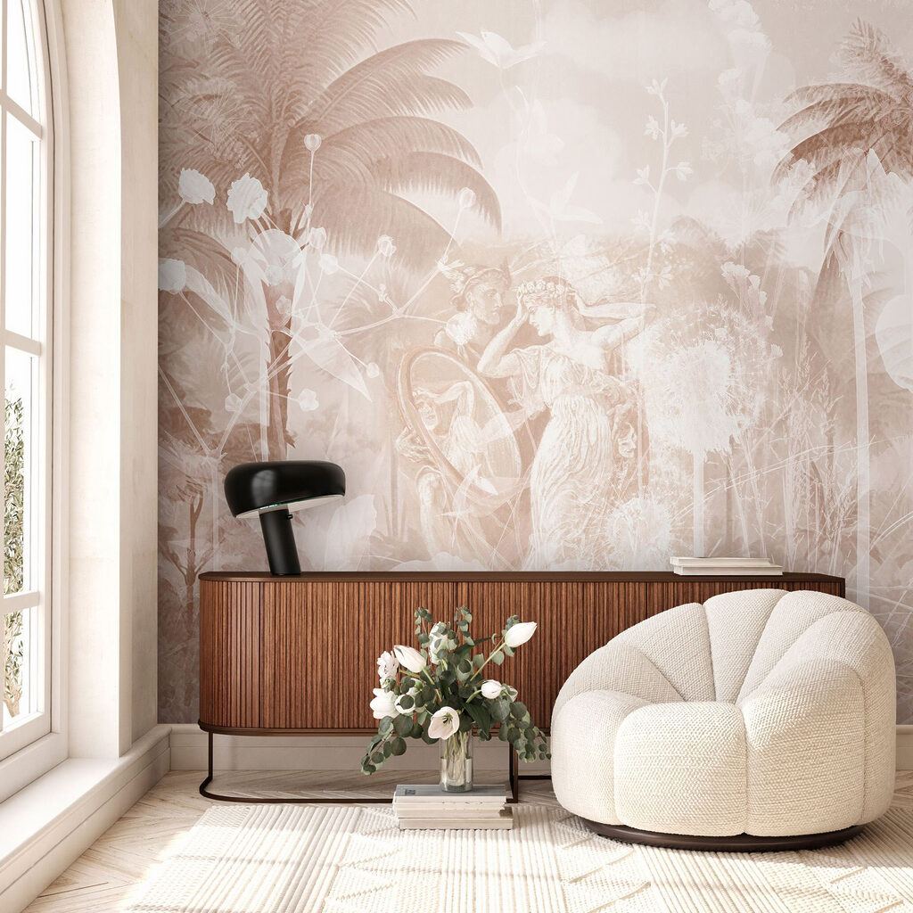 Wallpaper with a couple of women and trees Wallpaper with a couple of women and trees