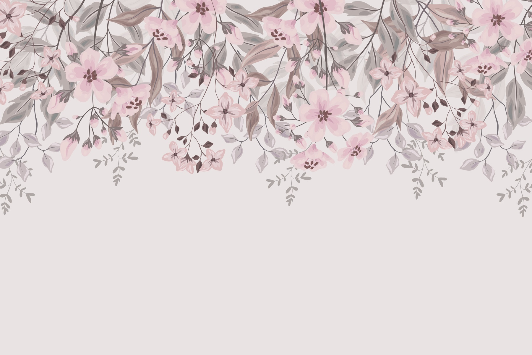 Pink flowers and leaves