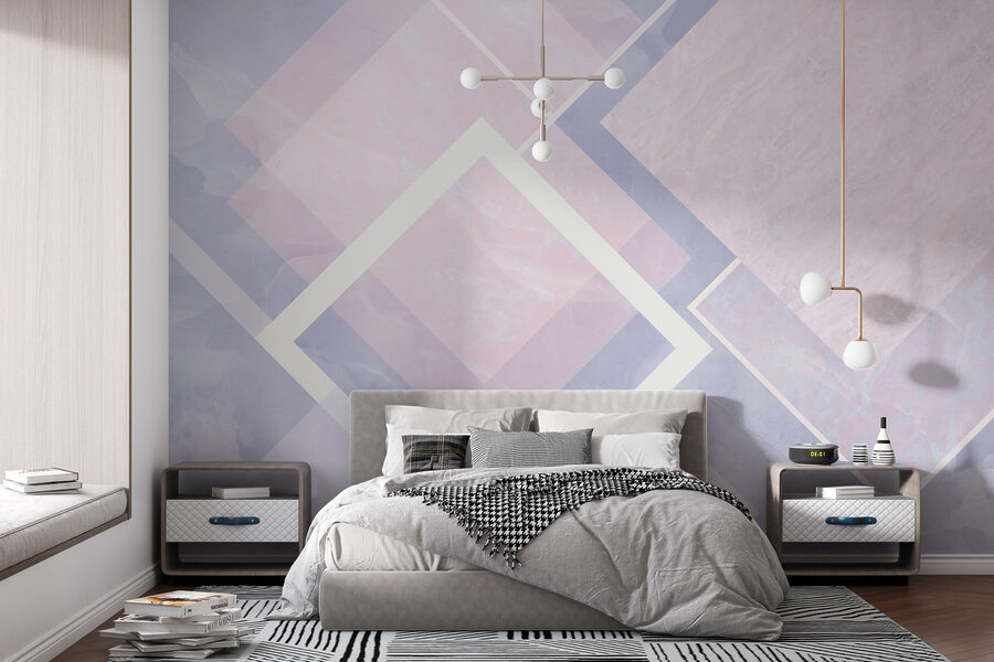 Abstrakcyjna pastelowa kompozycja geometryczna.