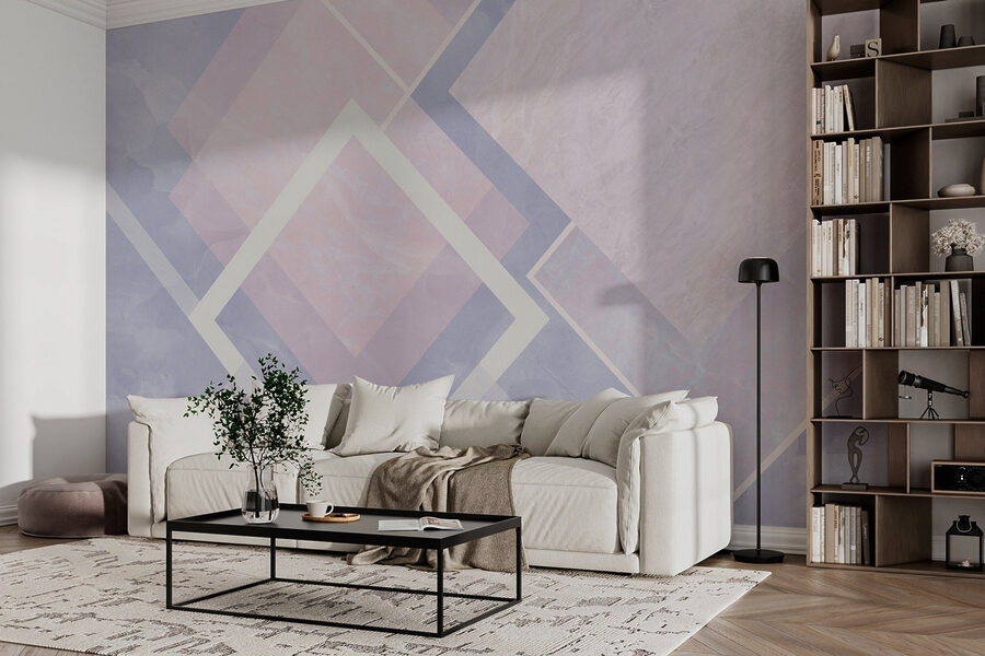 Abstrakcyjna pastelowa kompozycja geometryczna.