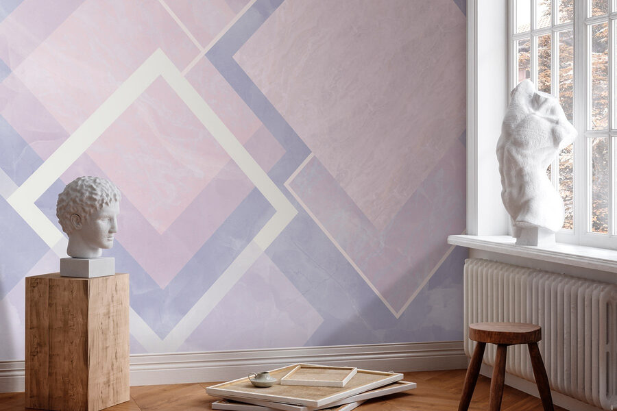 Abstrakcyjna pastelowa kompozycja geometryczna.