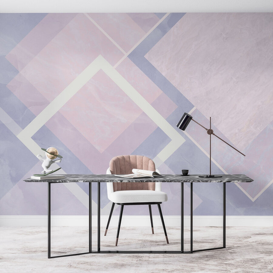 Abstrakcyjna pastelowa kompozycja geometryczna.