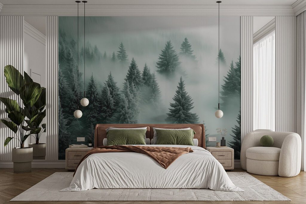 Group of trees in the fog Group of trees in the fog