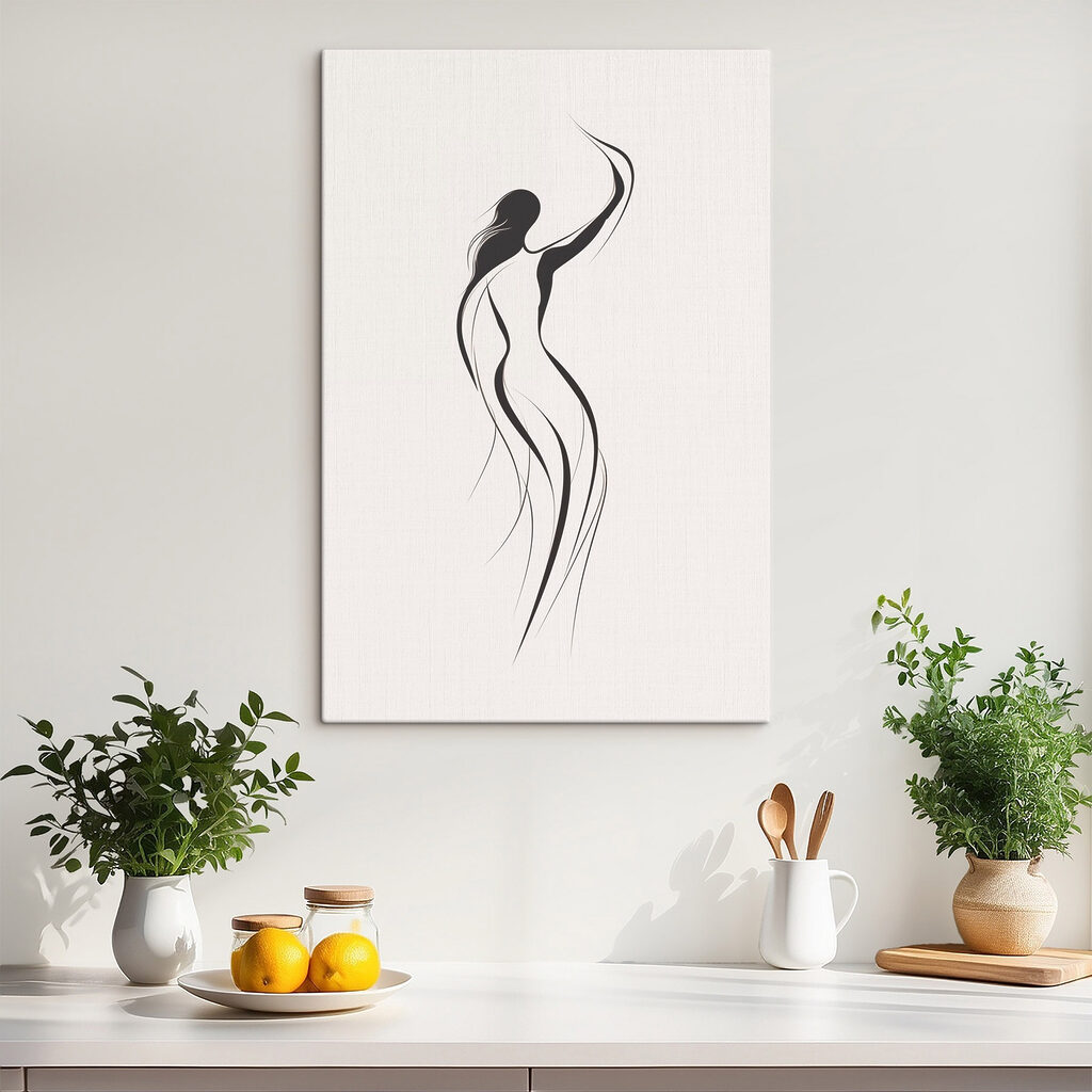 Black and white drawing of a woman