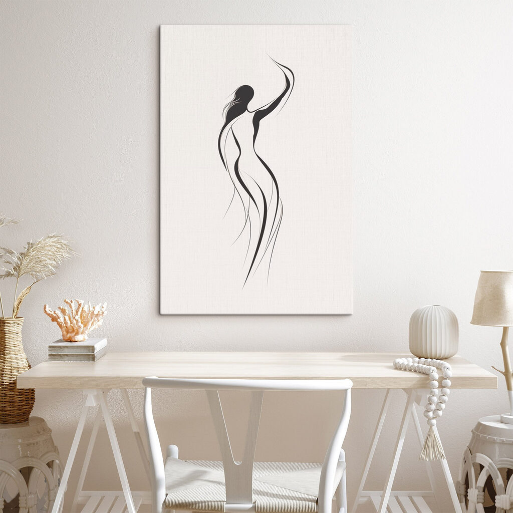 Black and white drawing of a woman