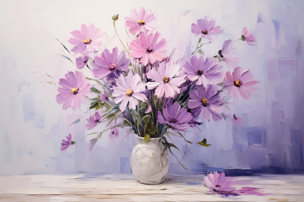 Painting of flowers in a vase Painting of flowers in a vase