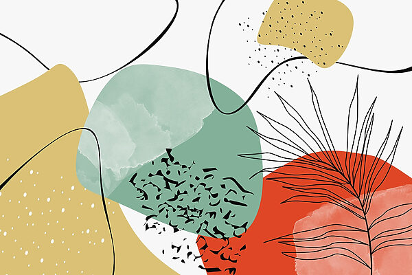 Kolorowa grafika z czarnymi, czerwonymi i żółtymi kształtami Kolorowa grafika z czarnymi, czerwonymi i żółtymi kształtami