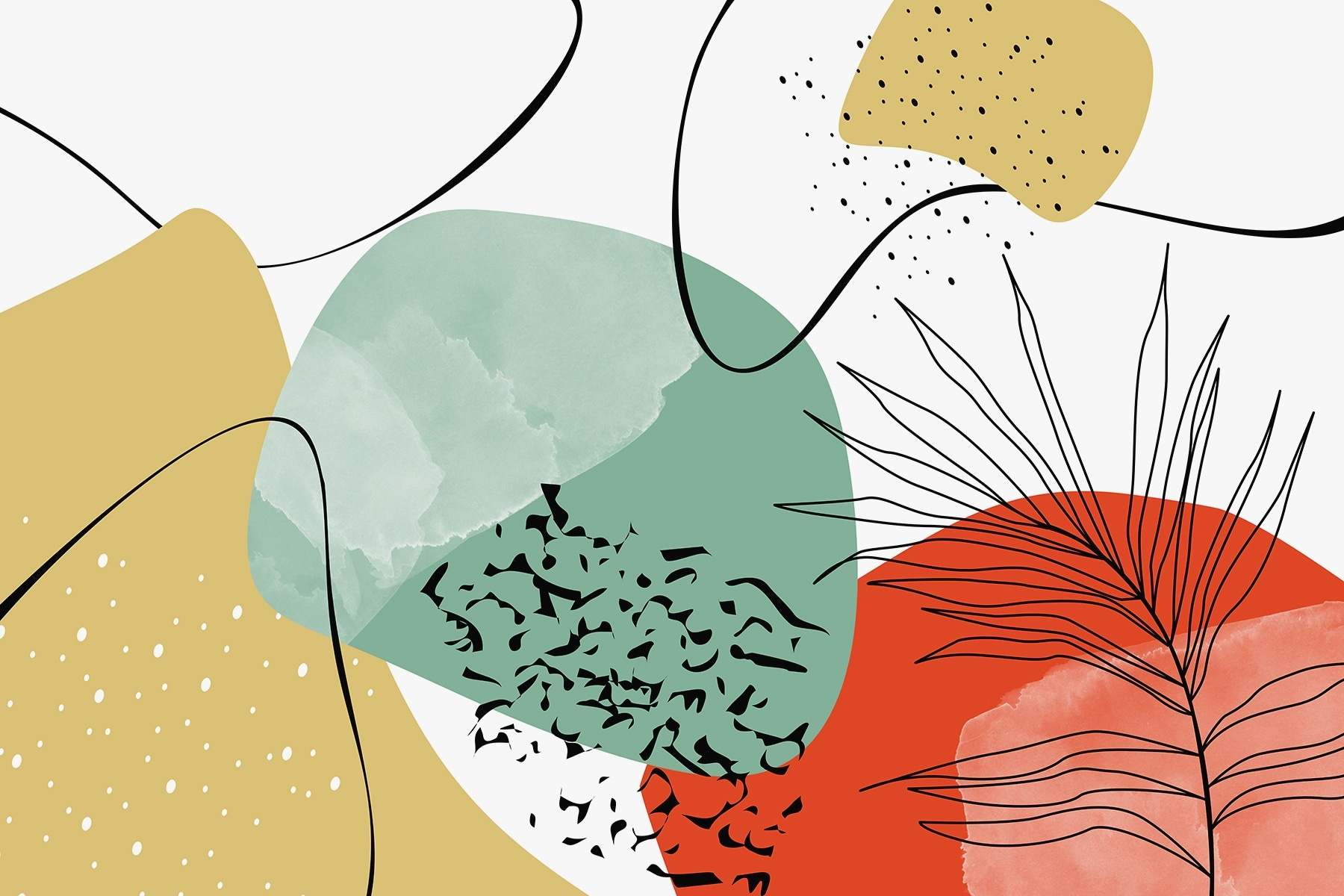 Colorful art with black and red and yellow shapes