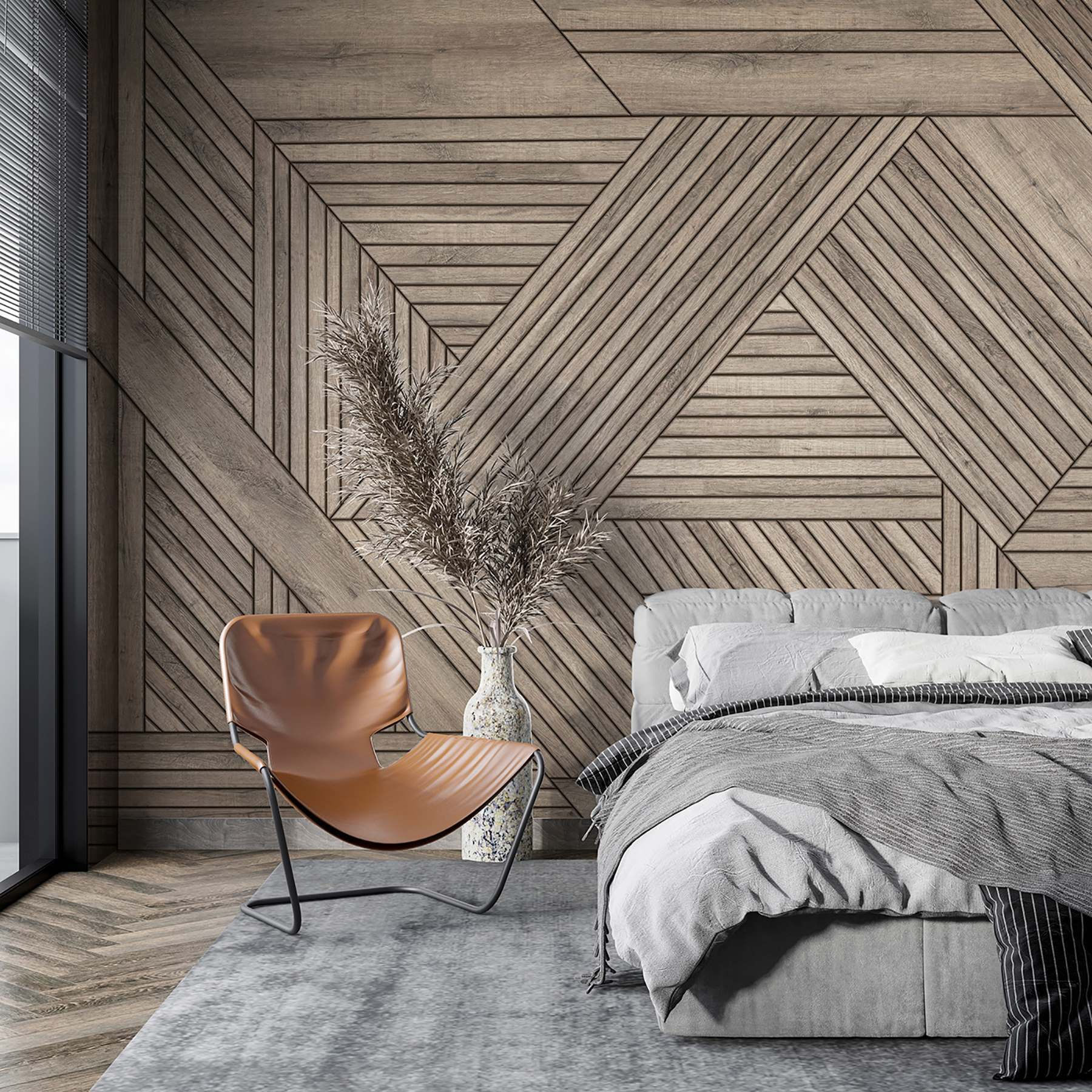 Wood floor with a pattern