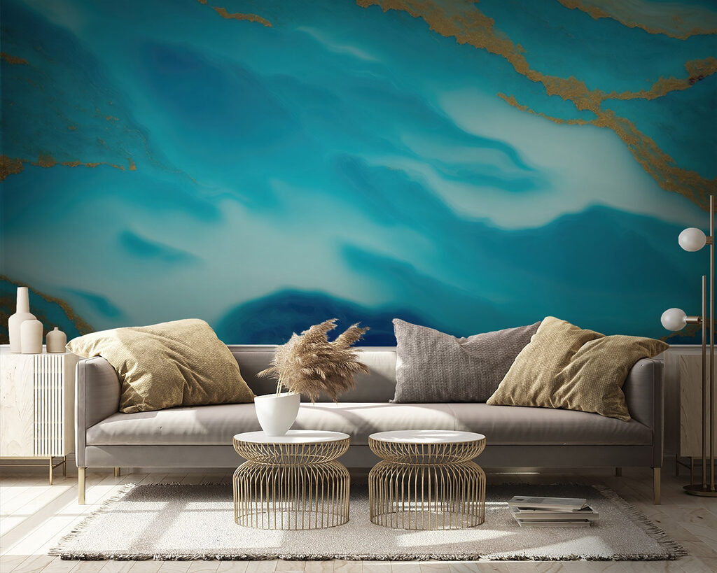 Serene Waves of Blue and Gold