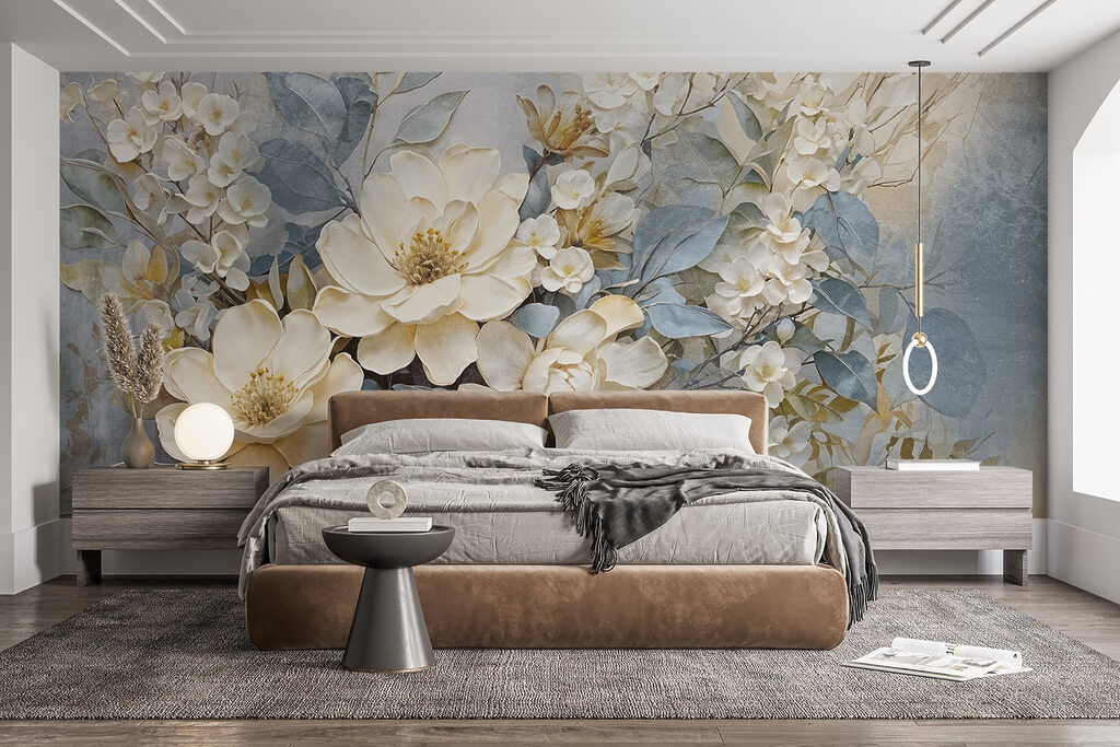 Painting of flowers and leaves