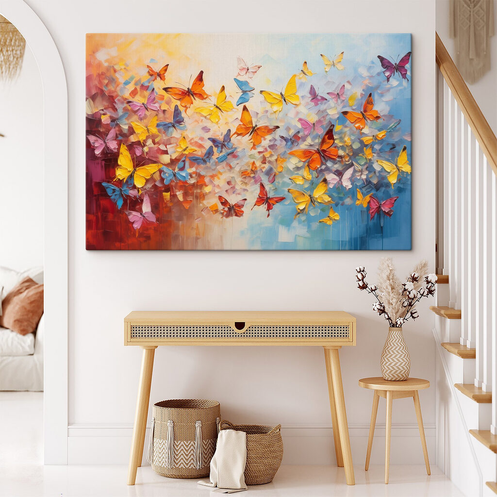 Group of butterflies flying in the air