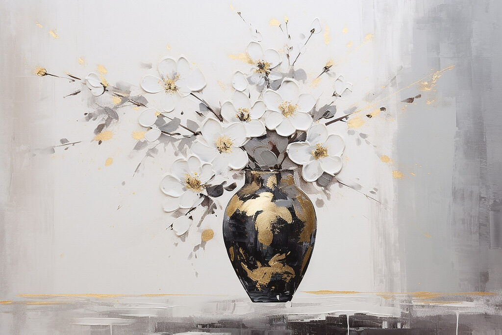 Painting of flowers in a vase Painting of flowers in a vase
