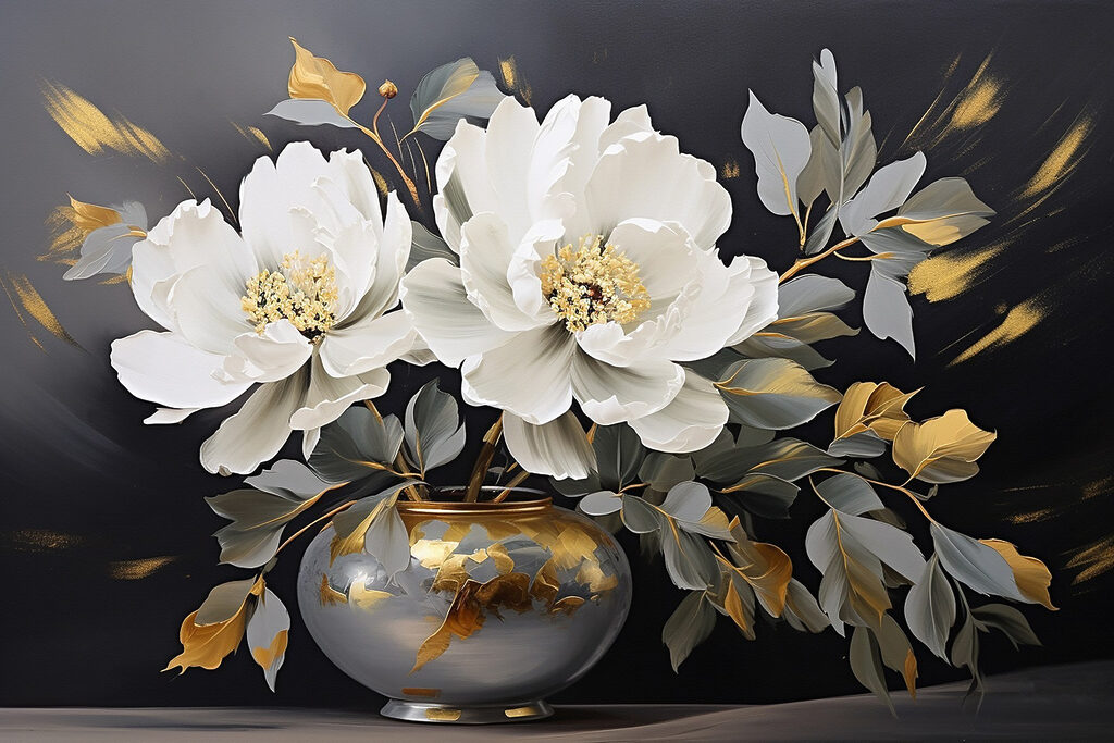 Painting of flowers in a vase