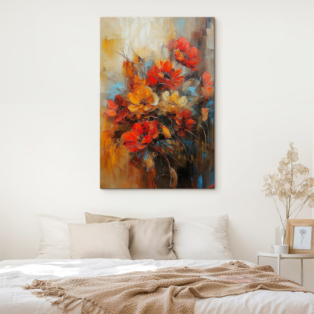 Painting of flowers on a canvas Painting of flowers on a canvas