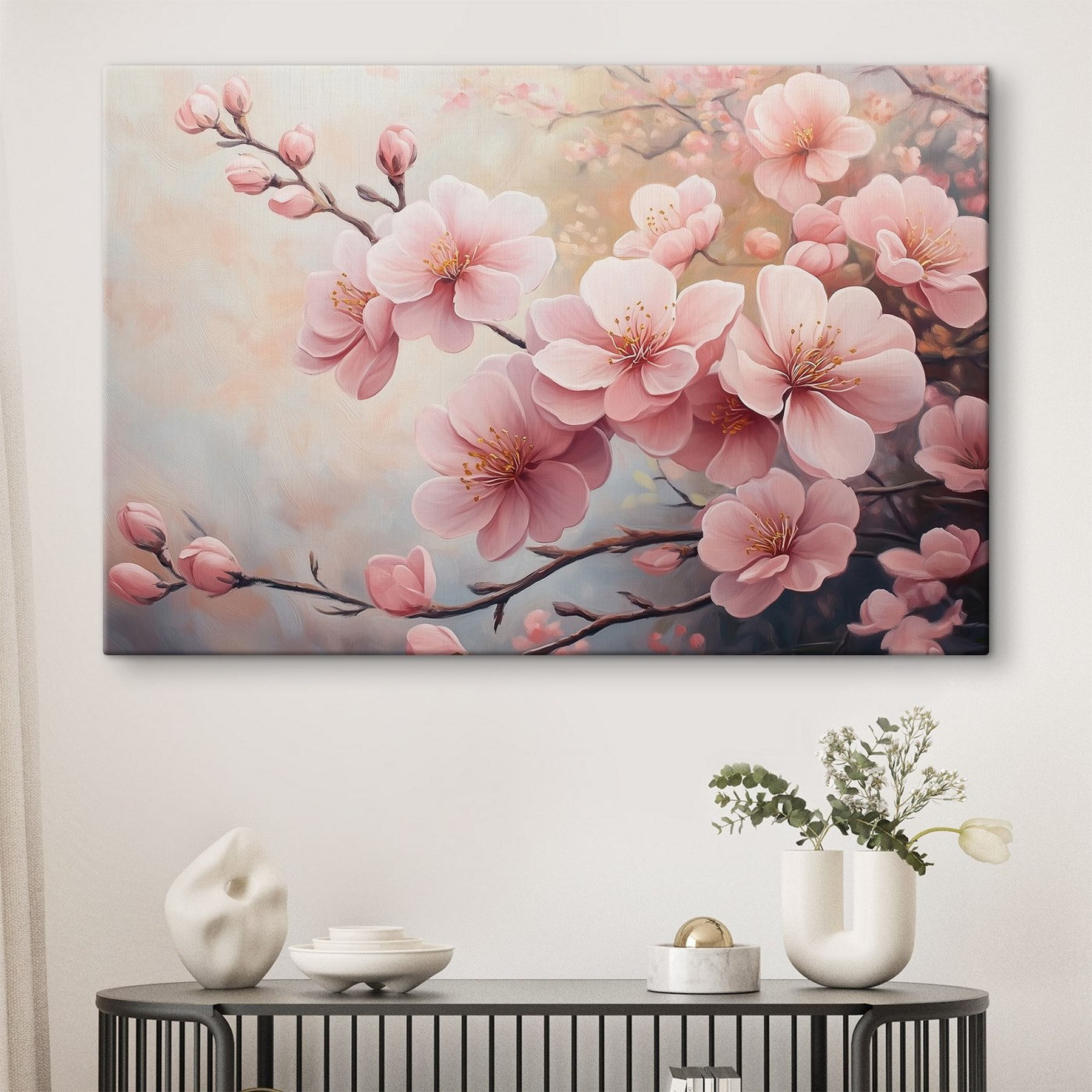 Painting of pink flowers
