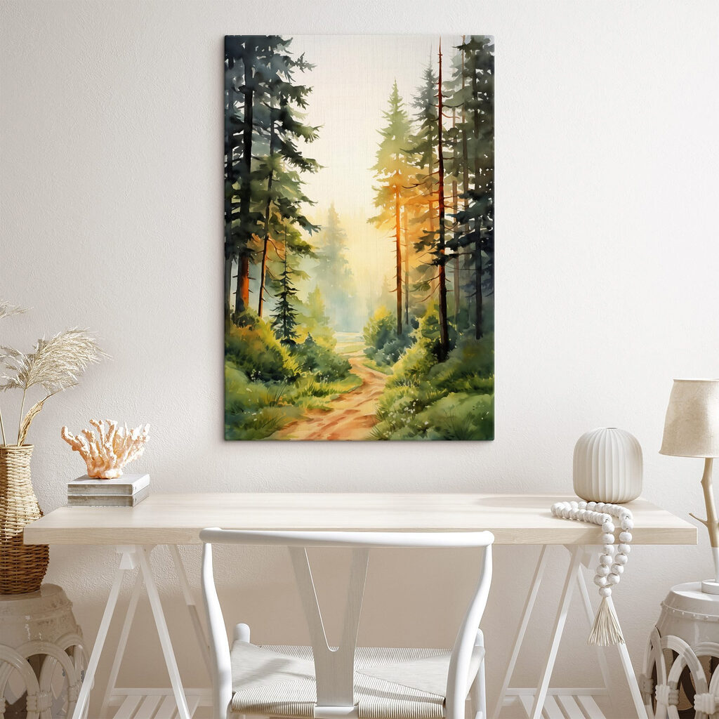 Watercolor painting of a forest Watercolor painting of a forest