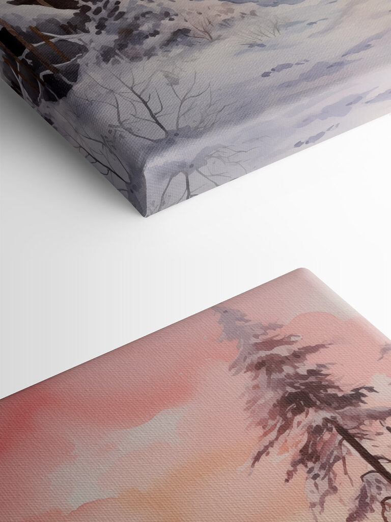 Watercolor painting of a snowy forest Watercolor painting of a snowy forest