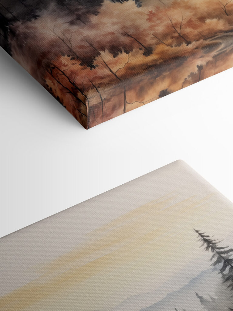 Landscape of a forest with fog