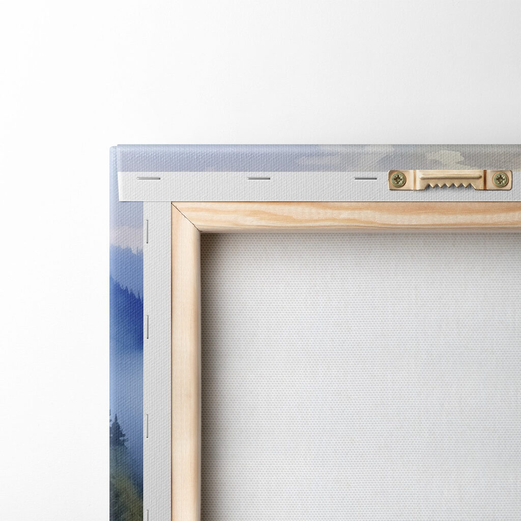 Painting of a village in the mountains