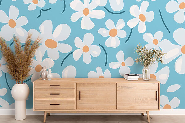 Wzór białych kwiatów w02216pih583mr 600x400 - Wzór białych kwiatów