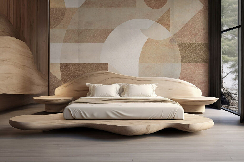 Abstract shapes and muted tones blend