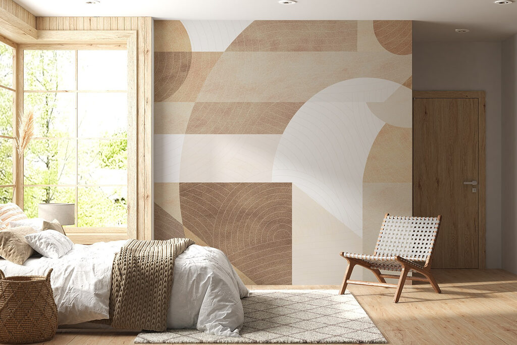 Abstract shapes and muted tones blend