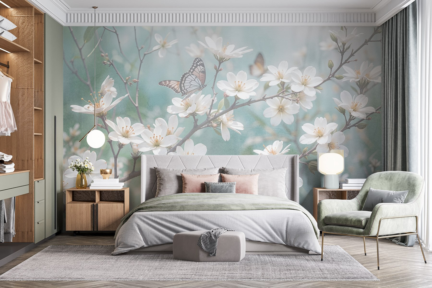 Butterfly on a white flower