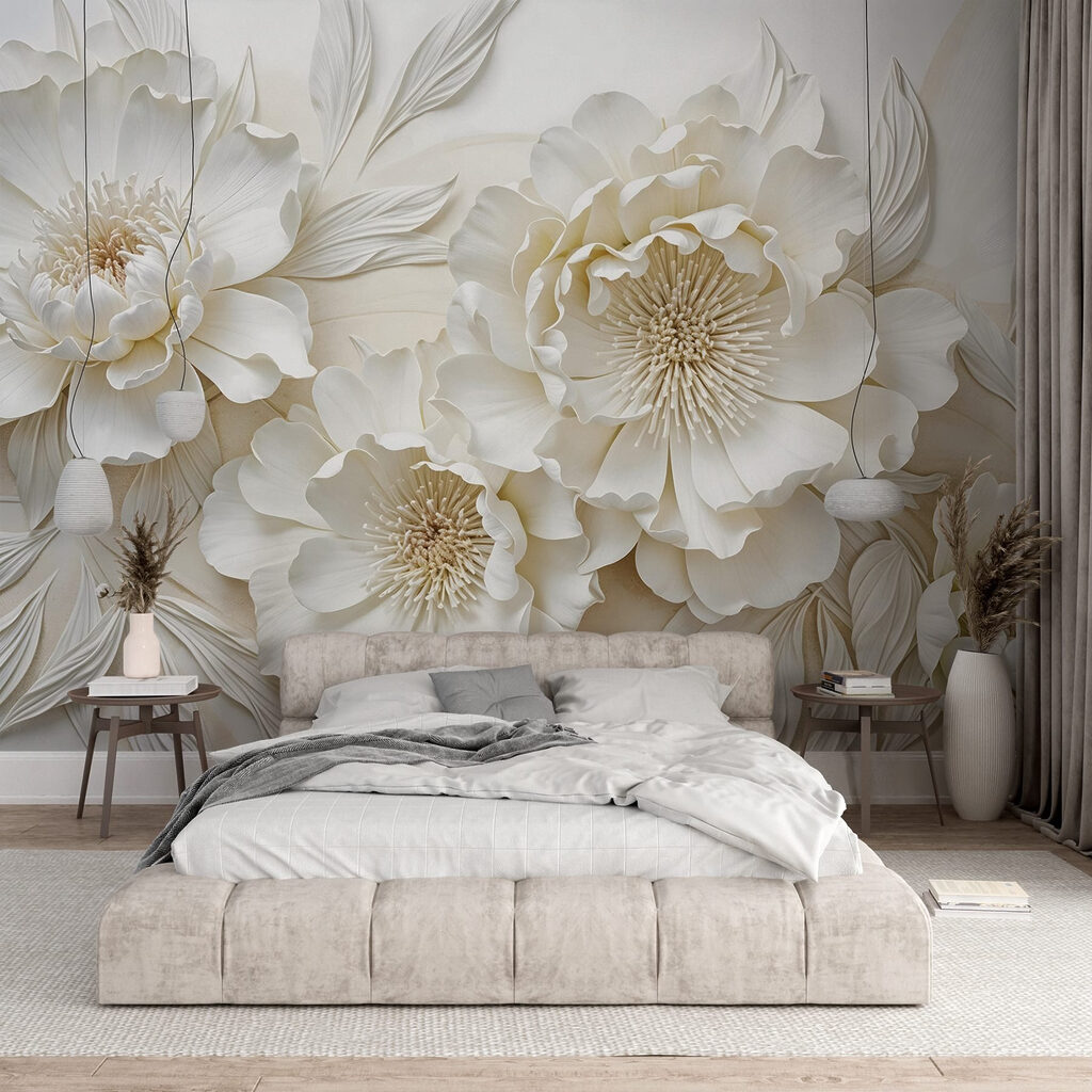 White flowers with leaves