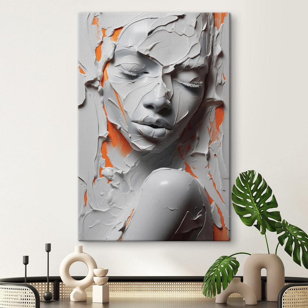 Woman's face covered in white paint