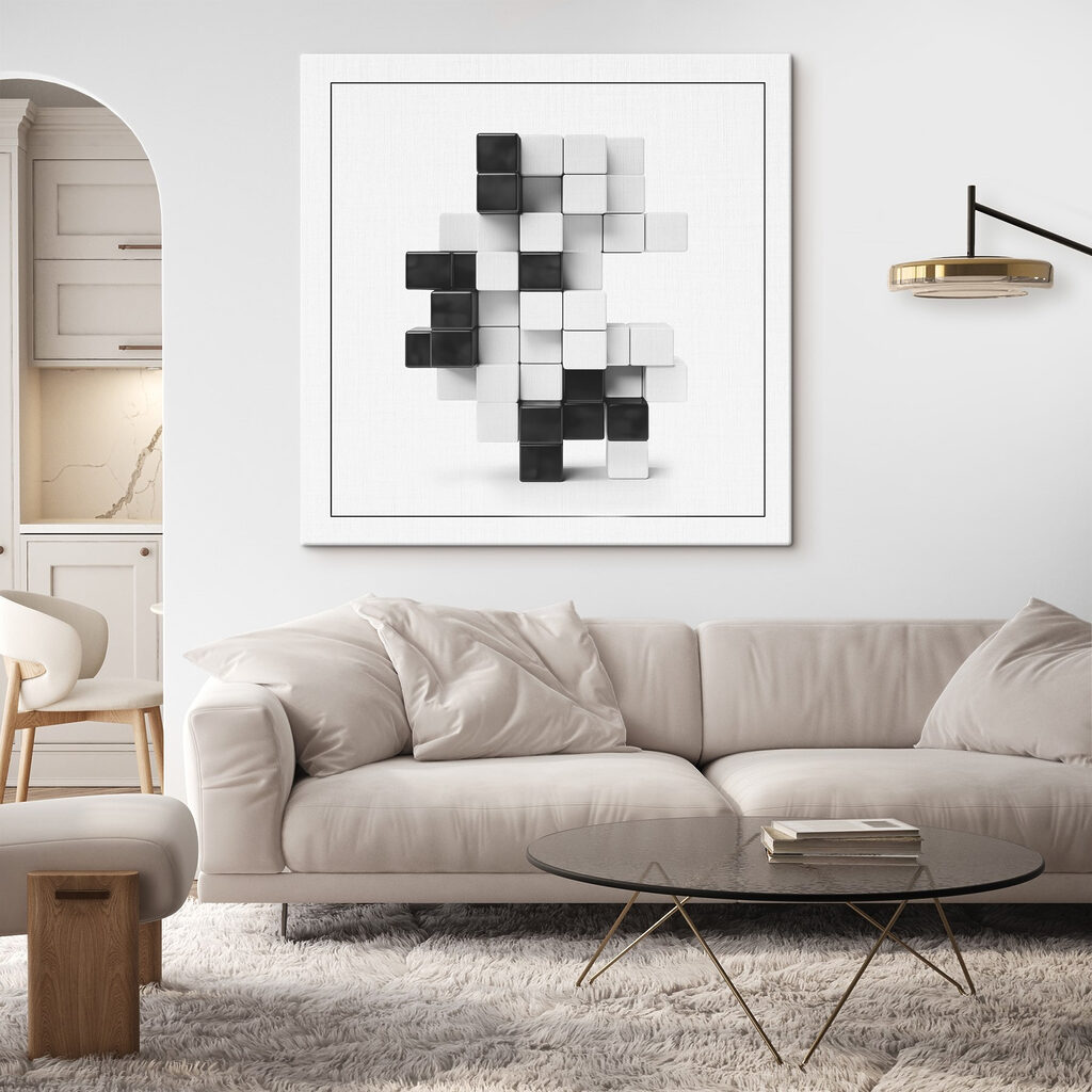 Black and white cubes stacked together