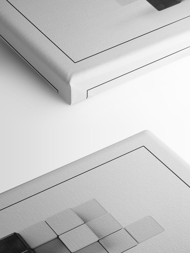 Black and white cubes stacked together