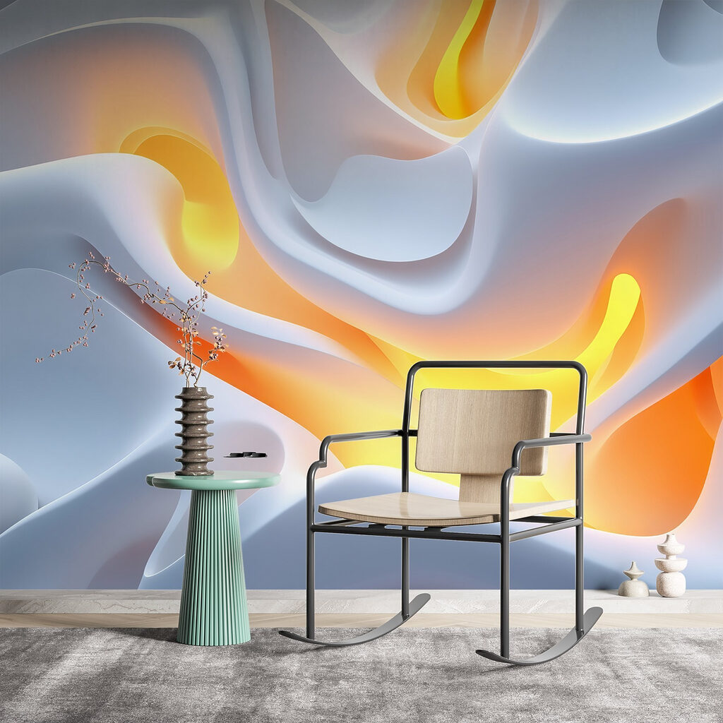 White and orange wavy surface